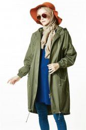 Vivezza KAPŞONLU BAĞCIKLI TRENÇ TUNİK 6795-06 HAKİ - 4