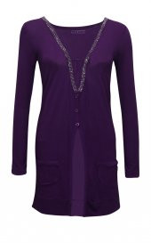 Janset Moda PB-TH5001 Bayan Mor Hırka - 2