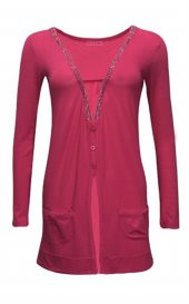 Janset Moda PB-TH5001 Bayan Pembe Hırka - 2