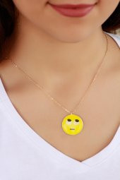 Trend Düşünen Emoji Bayan Kolye - 1