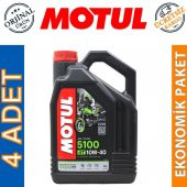 Motul 5100 10W-40 4T 4 Lt 4 Zamanlı Motosiklet Motor Yağı (4 Adet) - 1