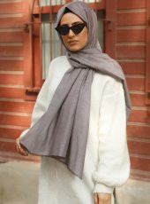 Kot Görünümlü Pamuk Şal - Kahverengi - 1