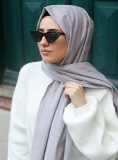 Kot Görünümlü Pamuk Şal - Vizon - 2