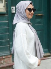 Kot Görünümlü Pamuk Şal - Vizon - 4