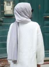 Kot Görünümlü Pamuk Şal - Vizon - 5