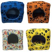 3 Fonksiyonlu Pati Desenli Büyük Kedi & Köpek Yatağı (TURUNCU RENK) - 3