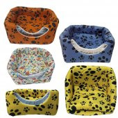 3 Fonksiyonlu Pati Desenli Büyük Kedi & Köpek Yatağı (TURUNCU RENK) - 4