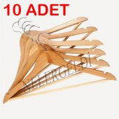 10 ADET Elbise Askılığı Ahşap Askılık Etek Askısı Pantolon Askısı - 1
