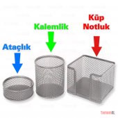 OFİS BÜRO MASA ÜSTÜ KALEMLİK KÜP NOTLUK ATAÇLIK METAL FİLE SET - 2