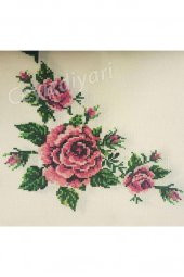 Kanaviçe Baskılı Güpürlü Masa Örtüsü Takımı 26 Parça Bordo thumbnail 5