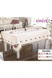 Kanaviçe Baskılı Güpürlü Masa Örtüsü Takımı 26 Parça Bordo thumbnail 7