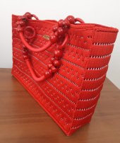 No 1 Kanvas üzeri el işleme bayan çanta ( Kırmızı ) - 2