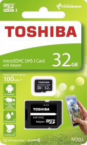 TOSHIBA 32GB SDHC 100MB/s Class 10 UHS-I Micro SD Kart THN-M203K0320EA - 1