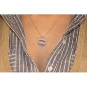 Kilit Figürlü Renkli Zirkon Taşlı Kolye - 1