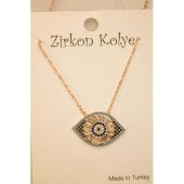 Göz Figürlü Renkli Zirkon Taşlı Kolye - 1