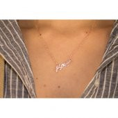 Kemal Atatürk İmzalı Rose Renk Zirkon Taşlı Kolye - 1