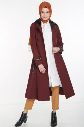 Kayra Trençkot-Bordo KA-A8-14042-26 - 5