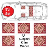 Oto Koltuk Kilim Minder Seti - İçi Süngerli 5 adet Kilim Minder - 1