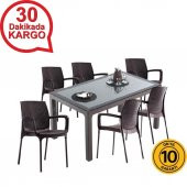 Novussi Classi Sunset Rattan Masa Takımı 90x150 Camlı - 2