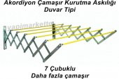 Maxas Xberen Akordiyon Katlanır Çamaşırlık, Paslanmaz Malzeme YENİ KALİTE!!! 90 cm 7 çubuk Sarı Renk - 1