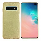 Samsung S10 (G973) 3in1 Simli Silikon Arka Kapak Gold - 3