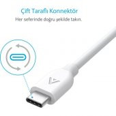 Anker Powerline USB-C to USB 3.0 Type-C Şarj/Data Kablosu 0.9m Beyaz thumbnail 3