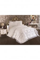 Çeyiz Diyarı Fransız Dantelli Lalezar Gelin Seti 7 Parça Krem 240x250 cm - 5