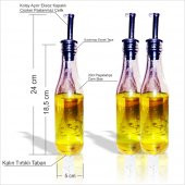 Üçlü Paşabahçe Cam Şişe Paslanmaz Çelik Cooker Contalı Kapaklı Yağlık Sirkelik Sosluk İkram Seti - 1