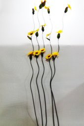 Uzun 60 cm Cam Vazolu 160 cm Dallı Sarı Ayçiçeği Gündoğdu Çiçek thumbnail 4
