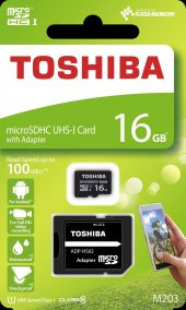 TOSHIBA 16GB SDHC 100MB/s Class 10 UHS-I Micro SD Kart THN-M203K0160EA - 1