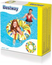 Plaj Topu HEDİYE - Bestway 36053, Desenli Büyük Tutmalı Simit - Havuz, Deniz Yüzme Simidi, 107 cm - 2