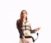 MİARTE DESENLİ KOLLARI FİLELİ BAYAN BLUZ - 10367 BEJ - 2