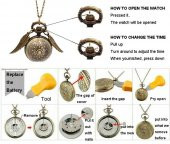 HARRY POTTER GOLDEN SNITCH WINGS MELEK KANAT SAAT CEP SAATİ KOLYE - 6