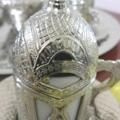 Lale Motifli Gümüş Kahve Fincan Takımı Lale Desenli 6lı Set - 2