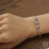 925 Ayar Rose Gümüş Üçlü Oval Desenli Bilezik - 1
