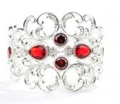 Kırmızı Yakut Taşlı Kalın Bilezik - 3