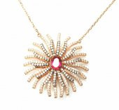 925 Ayar Rose Gümüş Yakut Taşlı Tılsım Kolye - 1