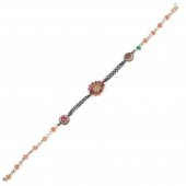 925 Ayar Gümüş ve Bronz Karışımı Yakut ve Zümrüt Taşlı Otantik Bileklik - 3