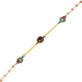 925 Ayar Gümüş ve Bronz Karışımı Zümrüt ve Yakut Taşlı Otantik Bileklik - 4