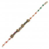 925 Ayar Gümüş ve Bronz Karışımı Top Zümrüt ve Yakut Taşlı Otantik Bileklik - 3