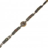 925 Ayar Gümüş ve Bronz Karışımı Dikdörtgen Model Yakut Taşlı Otantik Bileklik - 1