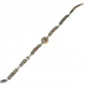 925 Ayar Gümüş ve Bronz Karışımı Dikdörtgen Model Yakut Taşlı Otantik Bileklik - 3