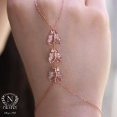 925 Ayar Rose Gümüş 3 Parça Kelebek Modeli Şahmeran Bileklik - 4