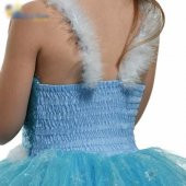 Kostüm - Frozen Elsa Tüylü Askılıklı Süper Çocuk Kostümü - 2