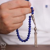 Küre Kesim Lapis Doğaltaş Gümüş Tesbih - 3