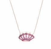 925 Ayar Gümüş Yakut Taşlı Taç Kolye - 1