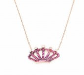 925 Ayar Gümüş Yakut Taşlı Taç Kolye - 2