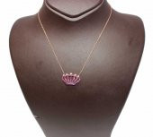 925 Ayar Gümüş Yakut Taşlı Taç Kolye - 4