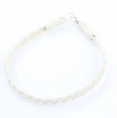 999 Ayar Gümüş Örgü Kazaziye Bileklik, Beyaz thumbnail 4