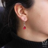 925 Ayar Gümüş Sentetik Yakut Taşlı Küpe - 2